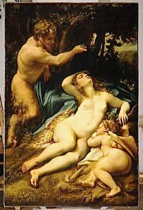 Antonio Allegri dit Le Corrège, Venus, Satyre et Cupido, dit a tort le Sommeil d'Antiope ou Jupiter et Antiope, XVIe siècle, Paris, Musée du Louvre. Source : Joconde