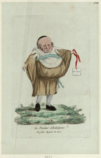 Le Vendeur d'indulgence : on fait argent de tout, d'auteur non indentifié. Paris, 1790. Source