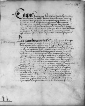 Premier folio de l'Inventaire du trésor de la Sainte-Chapelle, 1480. Source : BnF, Dép. des ms., Latin 9941.